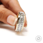 Mens engagement or wedding band with radiant and princess diamond setting