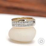 Wide mens wedding band with lab diamonds radiant and princess cuts