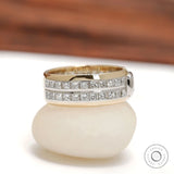 Wide mens wedding band with lab diamonds radiant and princess cuts