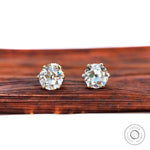 Georgian style round moissanite stud earrings in 10K yellow gold