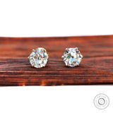 Georgian style round moissanite stud earrings in 10K yellow gold