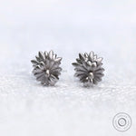 Blue lab diamond floral earrings with screw back option