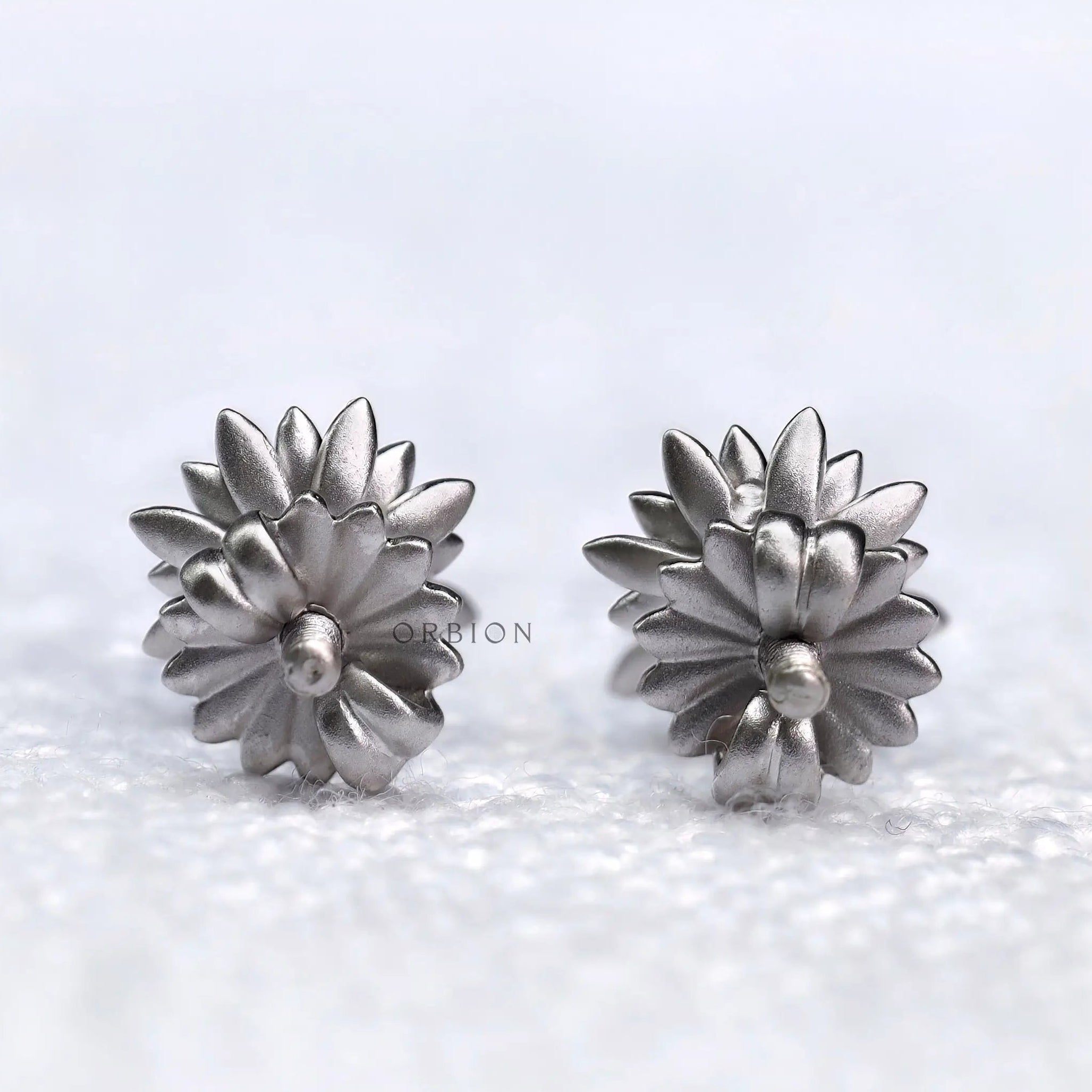 Blue lab diamond floral earrings with screw back option