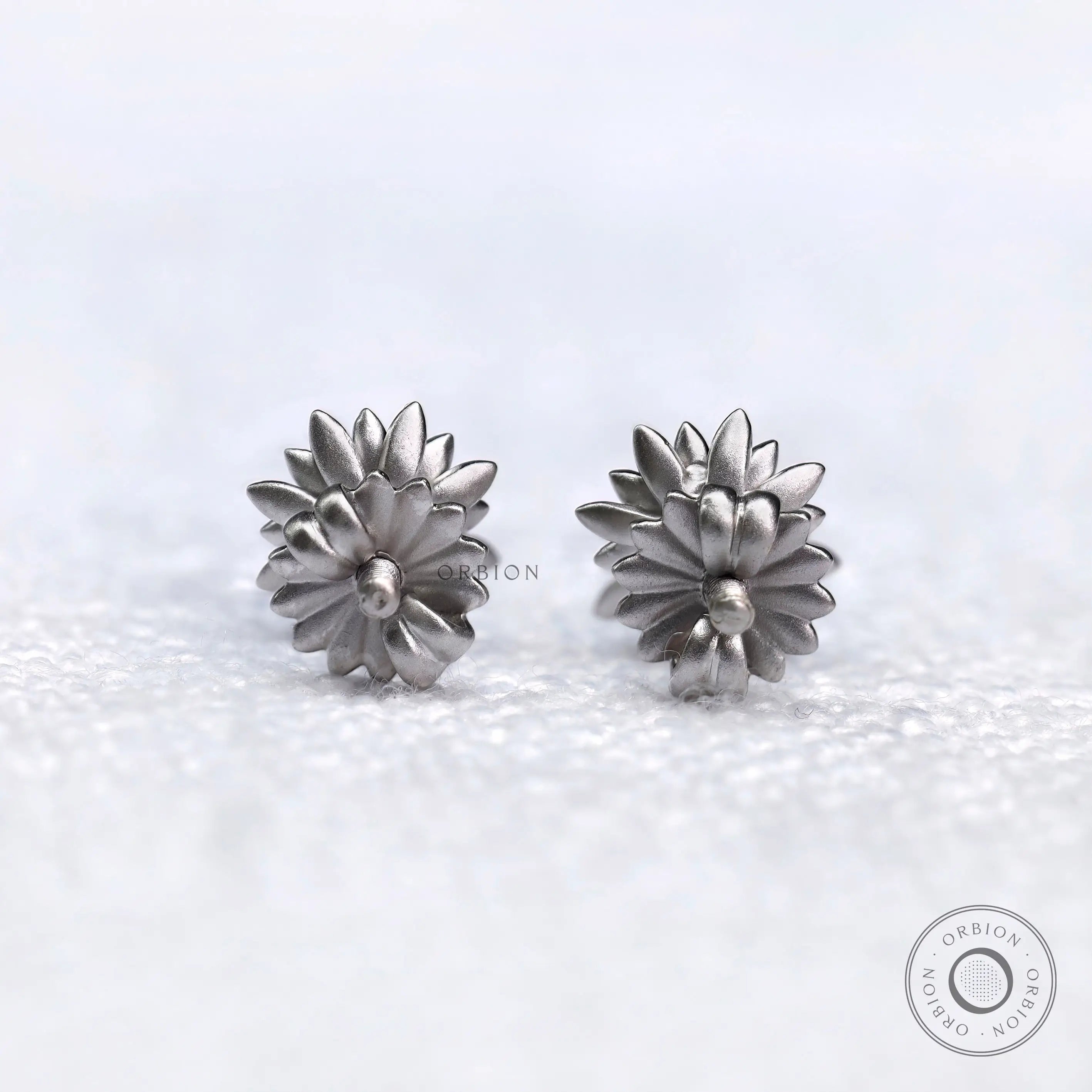 Blue lab diamond floral earrings with screw back option