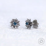 Floral lotus inspired lab diamond earrings with matte white gold finish