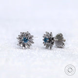 Floral lotus inspired lab diamond earrings with matte white gold finish