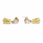 Elegant yellow gold drop earrings with pear shaped and round yellow lab grown diamonds for women