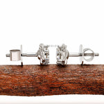 Braided wedding stud earrings with round diamond birthstones crafted in elegant 14k white gold