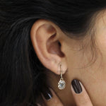 14k yellow gold heirloom earrings featuring elongated cushion cut lab grown diamonds in a graceful drop design.