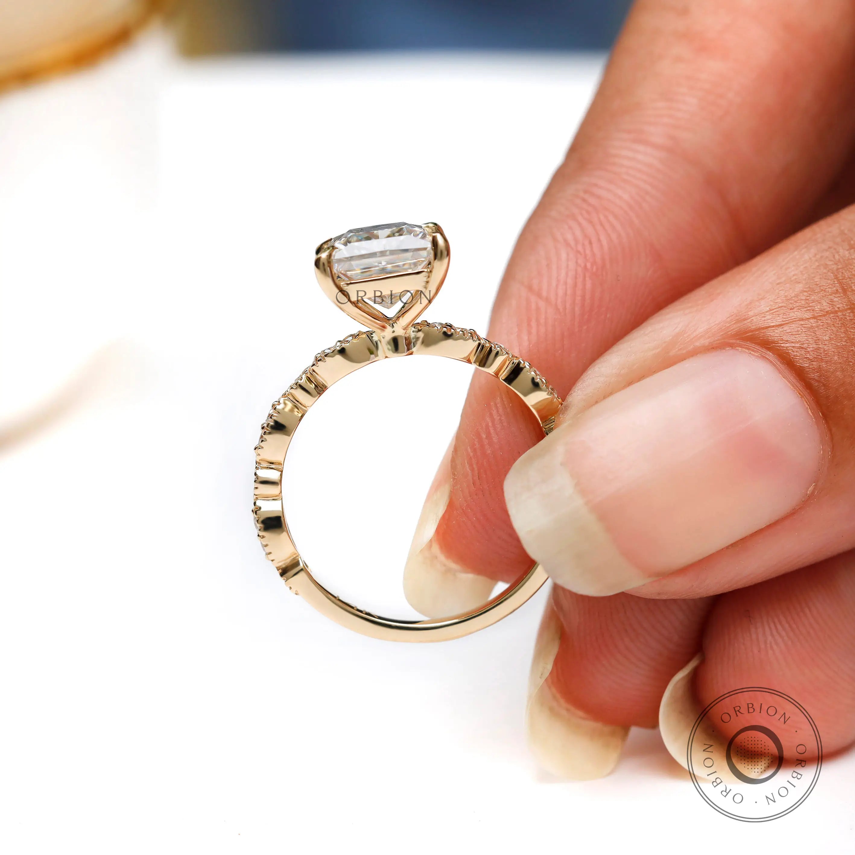 Classic princess cut solitaire lab diamond engagement ring yellow gold
