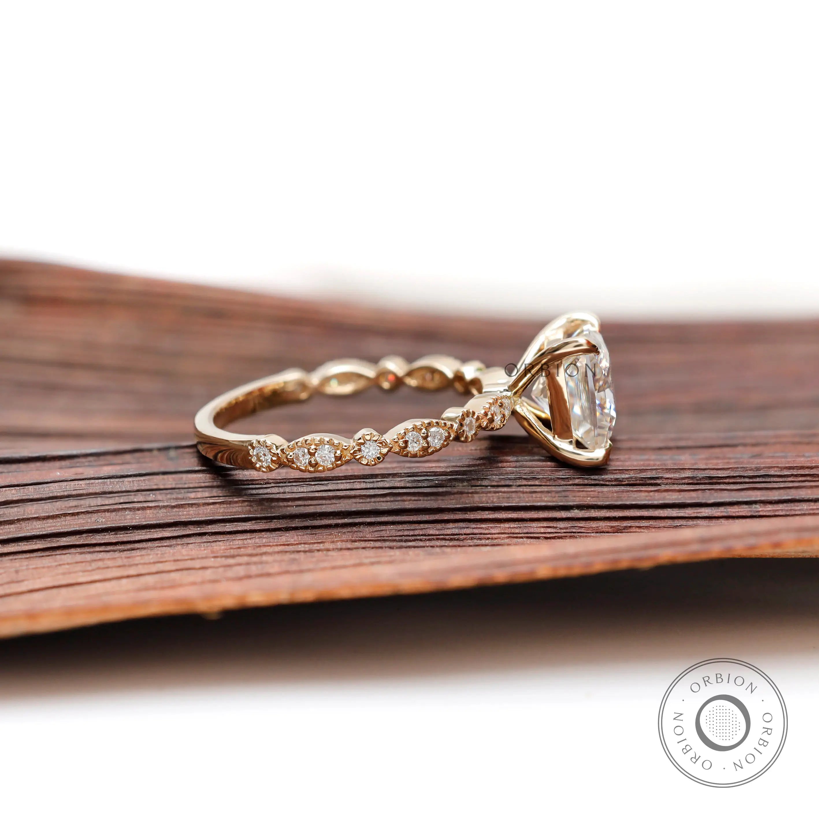 Martini setting engagement ring with diamond shank
