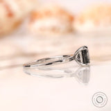 Grey moissanite ring white gold polished band