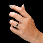 Radiant cut black moissanite ring modern minimalist design
