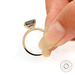 Radiant black moissanite solitaire ring in 14K yellow gold front view
