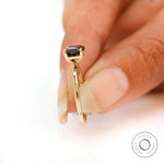 Slim band black moissanite engagement ring in yellow gold