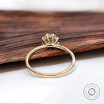 Close-up of prong setting and diamond brilliance