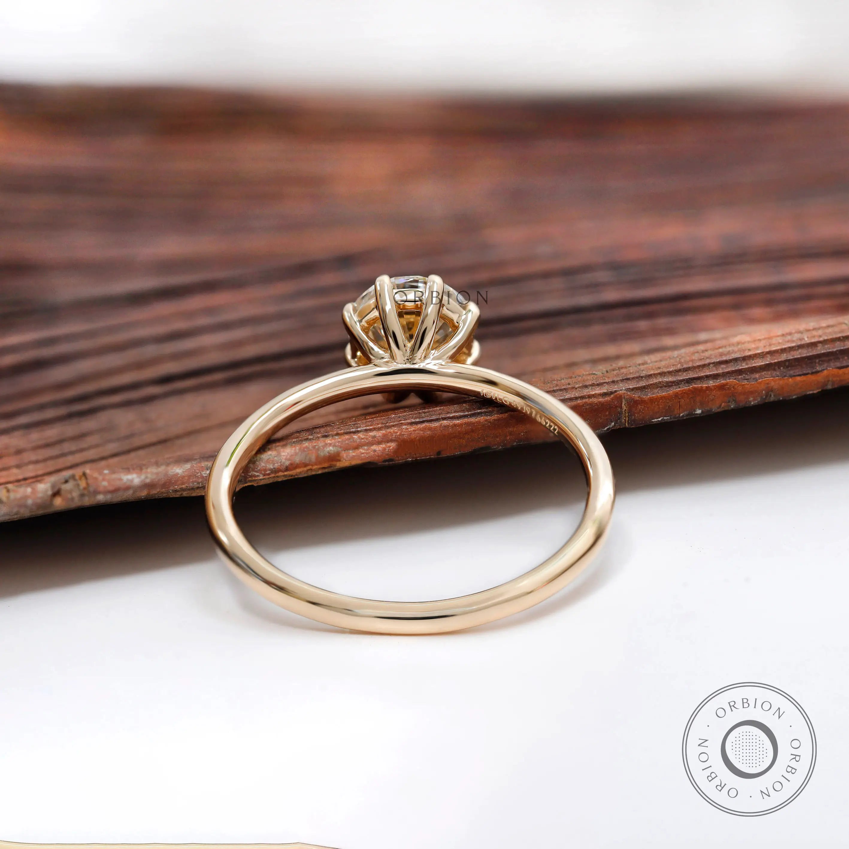 Close-up of prong setting and diamond brilliance