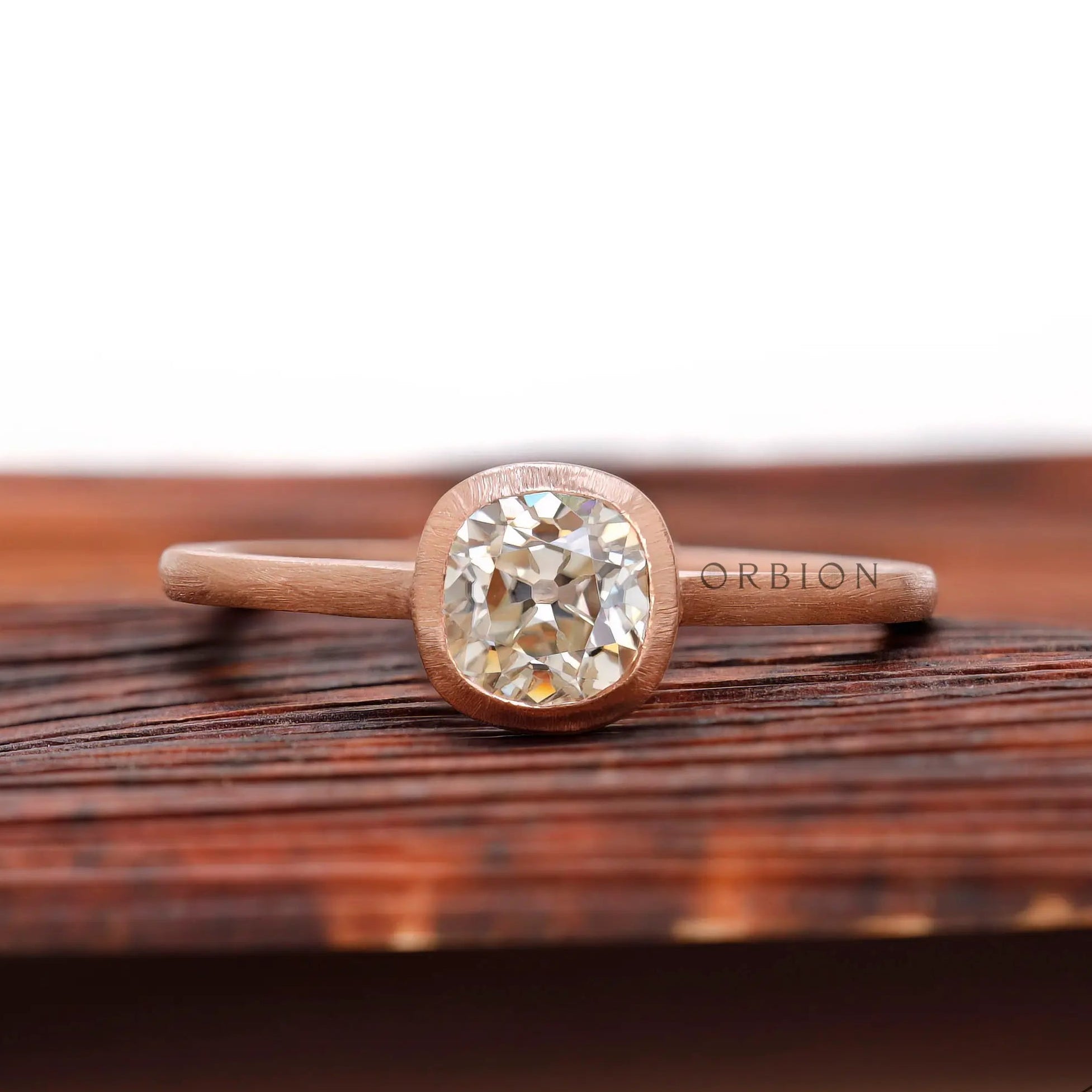 Minimal cushion solitaire ring top view