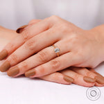 Cushion cut lab grown diamond ring worn on hand