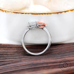 14K white gold two stone diamond ring detailing