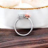 14K white gold two stone diamond ring detailing