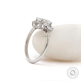 Side profile of floral inspired oval engagement ring