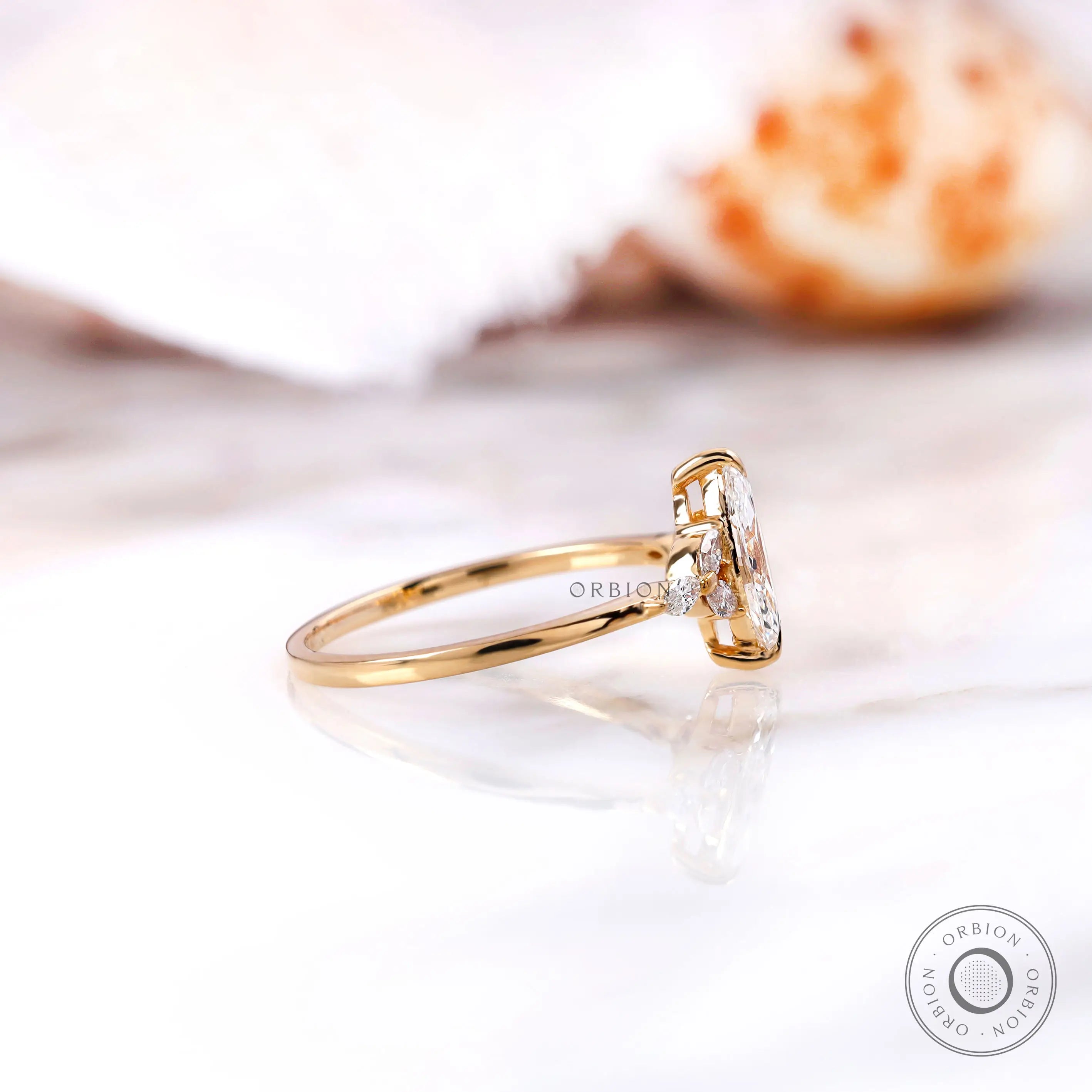 Marquise cut lab grown diamond cluster ring