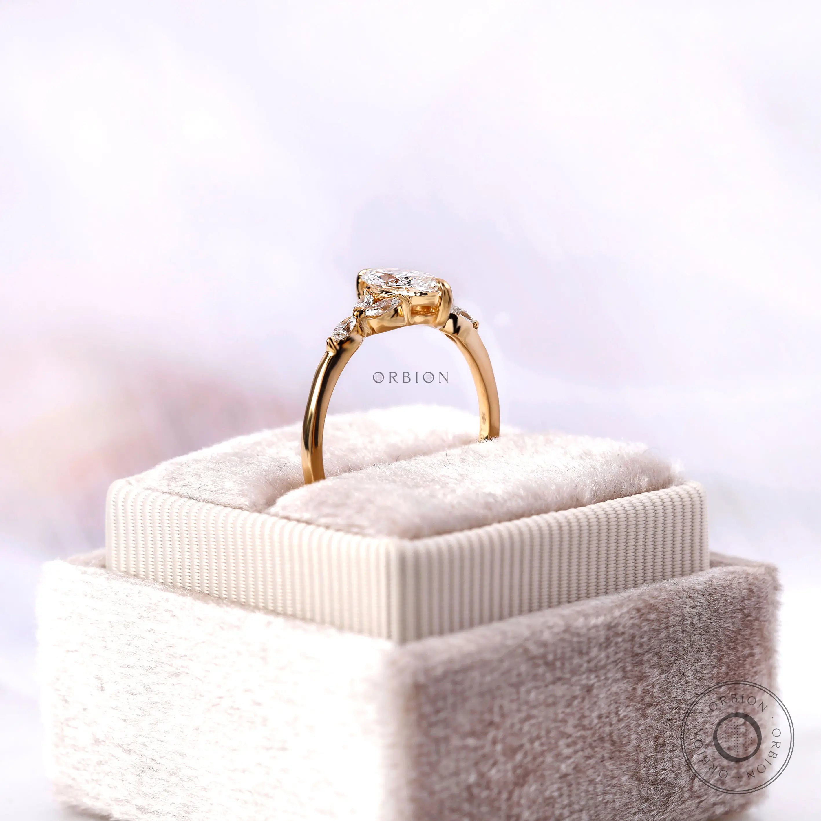 Elegant yellow gold marquise cluster ring lifestyle
