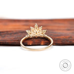 Diamond cluster ring with open gallery design