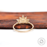 Diamond cluster ring with open gallery design