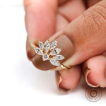 Marquise diamond leaf ring showing prong setting craftsmanship