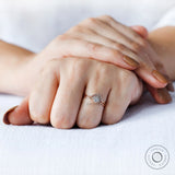Minimal rose gold diamond ring set with curved band