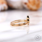 Side view of pear lab grown diamond ring in yellow gold