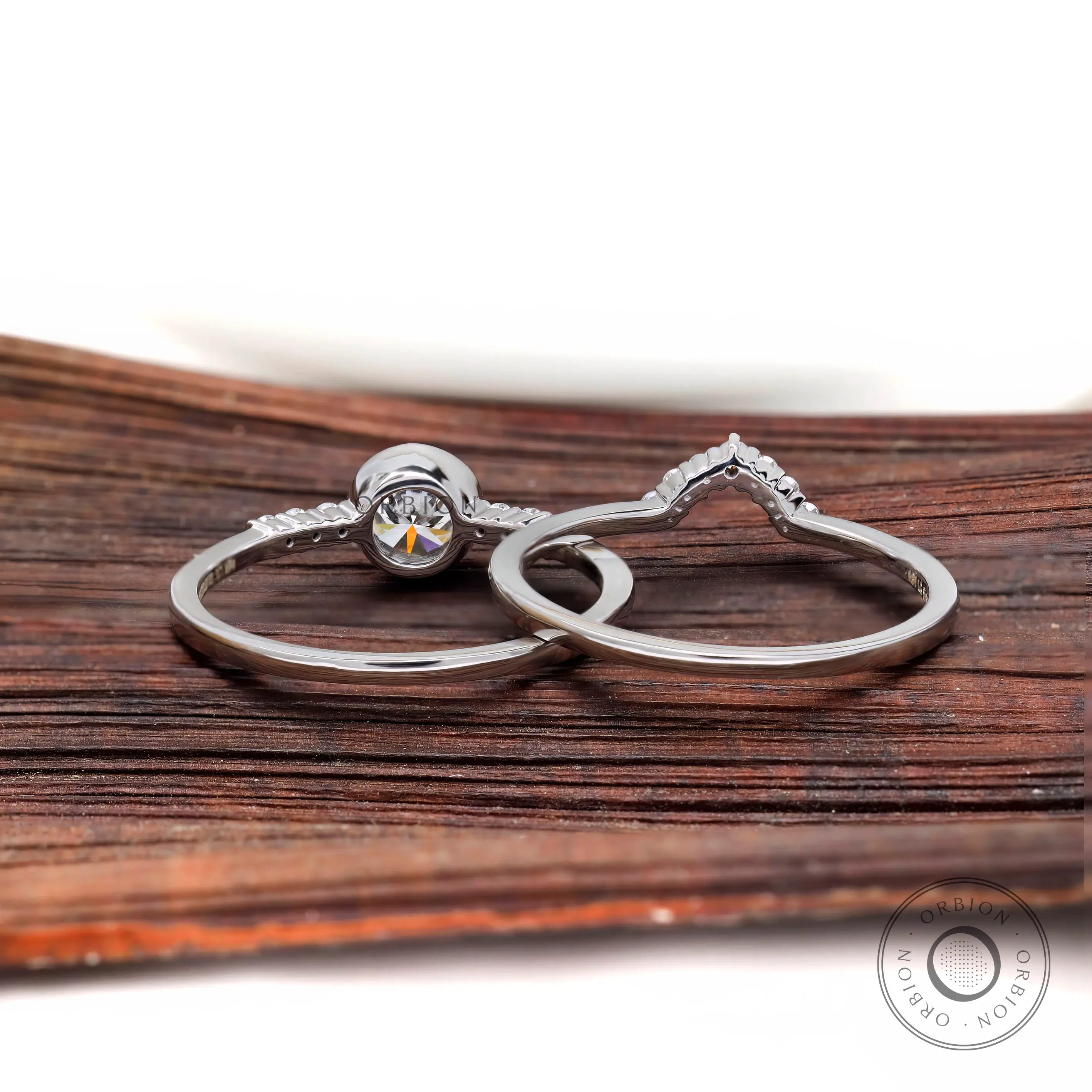 Back view of round diamond engagement ring setting