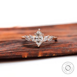 Marquise lab grown diamond cluster engagement ring in 14K rose gold