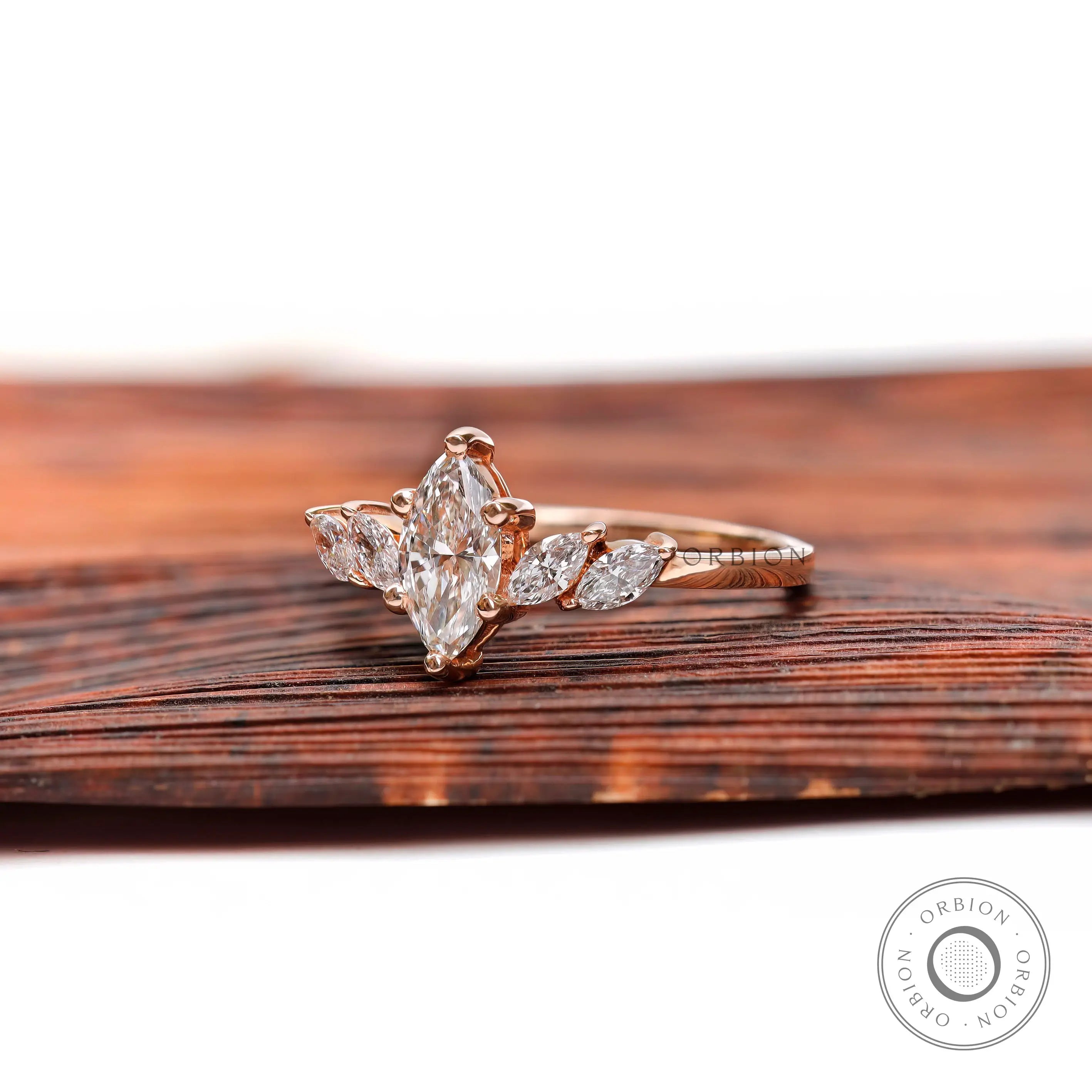 Rose gold marquise diamond cluster ring