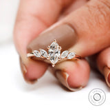 Elegant marquise cluster engagement ring top view