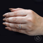 Delicate rose gold marquise cluster ring lifestyle image