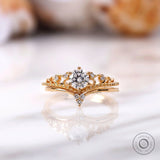 Round lab grown diamond engagement ring set in 14K yellow gold