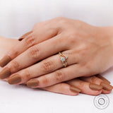 Round lab grown diamond ring set worn on hand