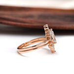 Side profile of pear lab grown diamond cluster ring set