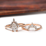Pear diamond cluster ring and band front view
