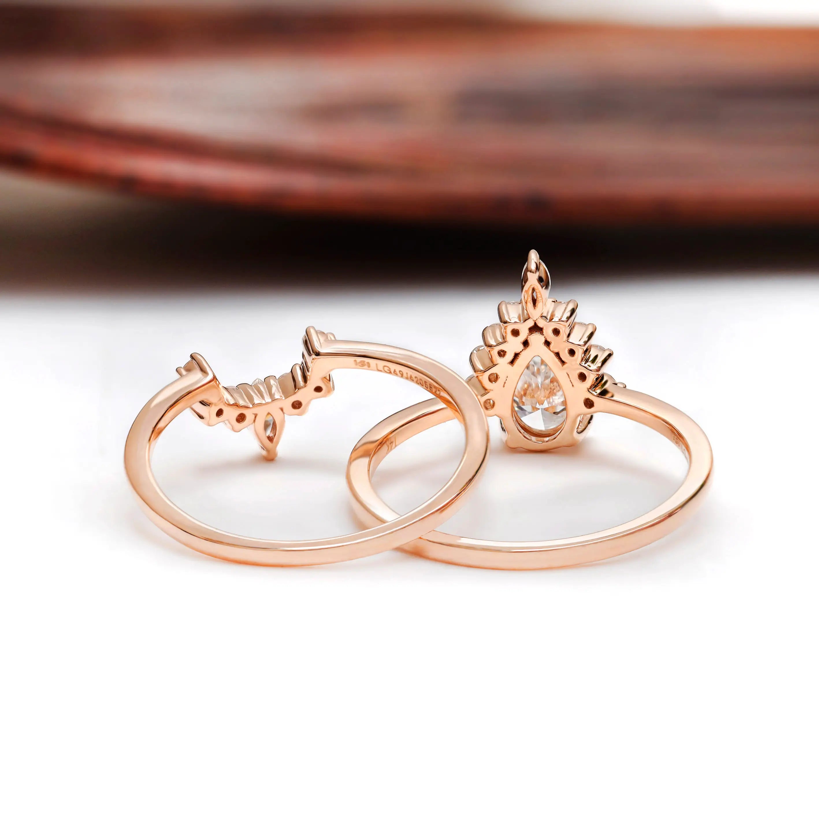 Rose gold cluster engagement ring lifestyle image