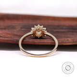 Yellow gold halo engagement ring band