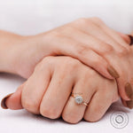 Elegant round halo engagement ring with lab grown diamonds