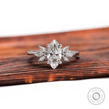 Marquise lab grown diamond cluster engagement ring in 14K white gold