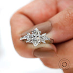 White gold marquise diamond cluster ring front view