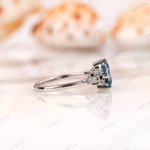 Wide band white gold cluster diamond engagement ring