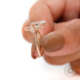 Close-up of pear brilliant cut lab grown diamond setting