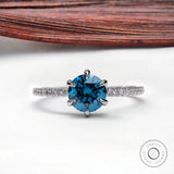 Round fancy vivid blue lab grown diamond solitaire ring